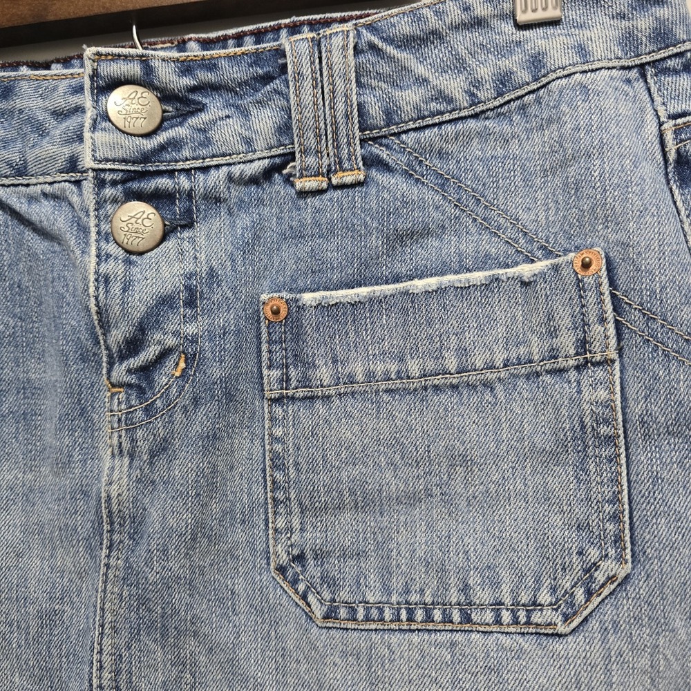 American Eagle Y2K Denim Mini Skirt Womens Size 8 Low Rise Barbie Preppy Mall - Picture 4 of 6